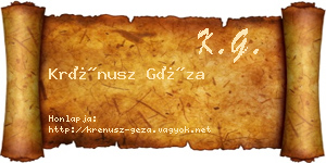 Krénusz Géza névjegykártya